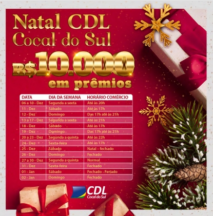 sabado com comercio aberto ate as 12 horas horario especial de natal comeca na segunda em cocal do sul horario