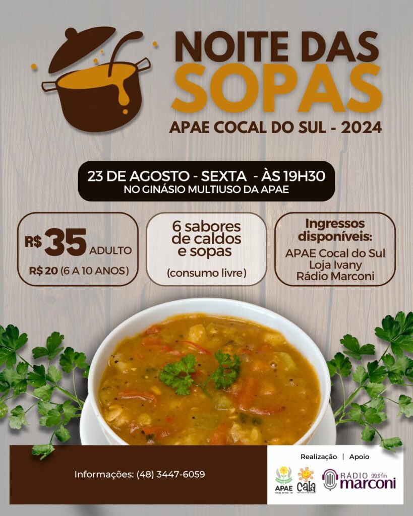 em agosto apae cocal do sul realiza deliciosa noite das sopas em agosto apae cocal do sul realiza deliciosa noite das sopas noite de sopas apae 1